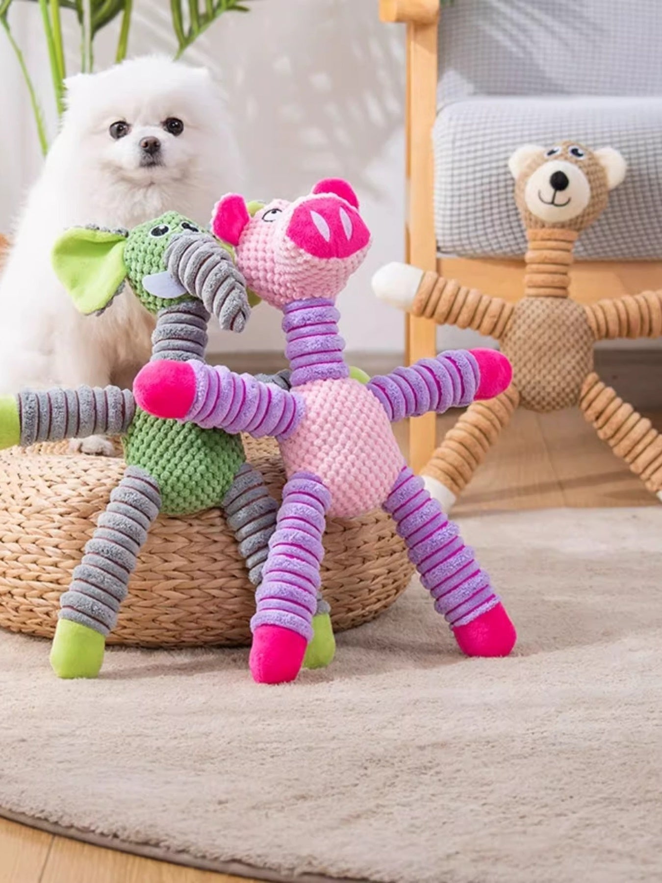 Soft Plush Animal Pet Toys for Dogs Cats Interactive Playtime