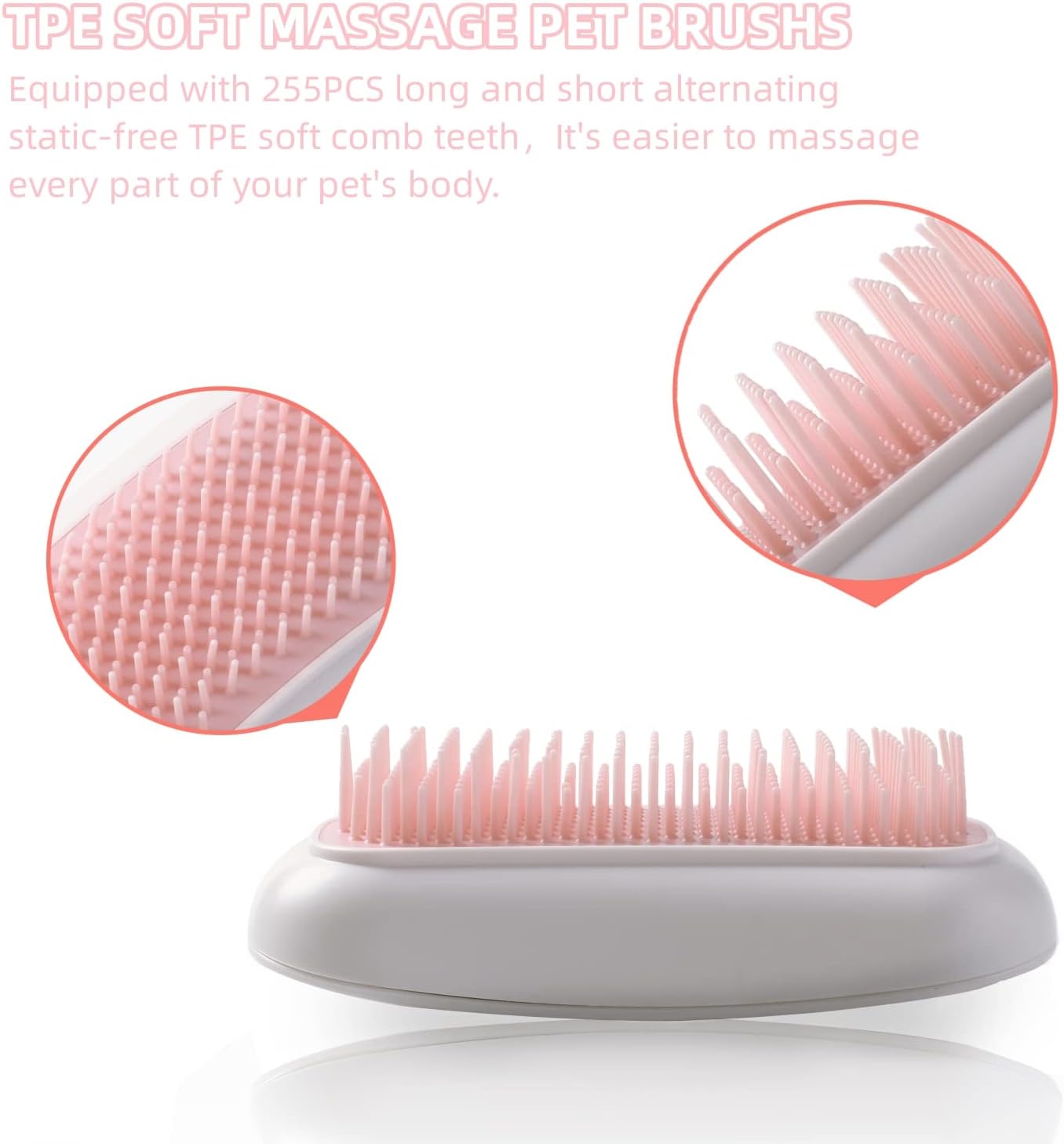 Portable Electric Pet Massage Brush for Cats and Dogs Pink