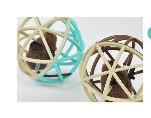 Vocalizing Cat Toy Ball Cage for Interactive Pet Play Fun