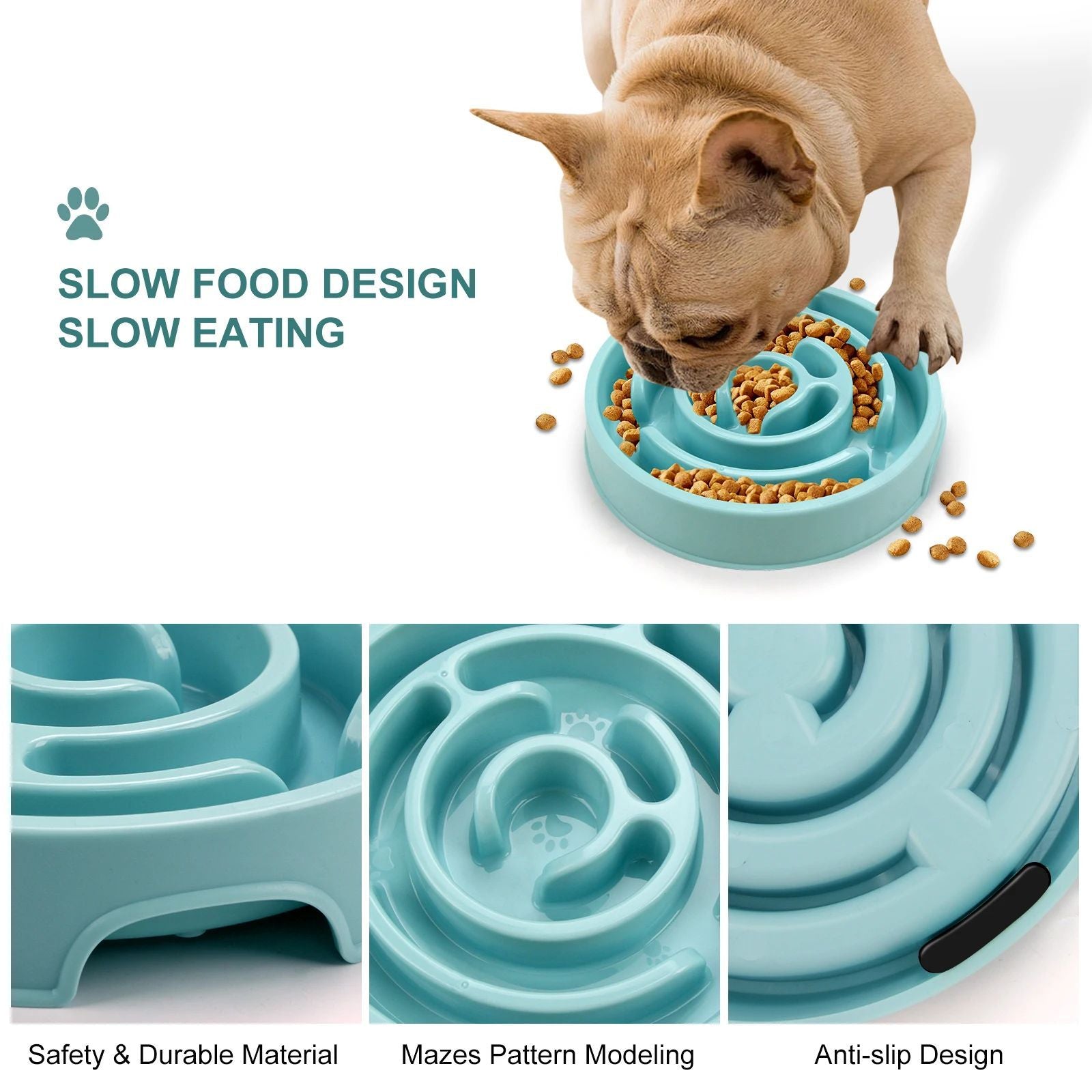 Non Slip Slow Feeder Dog Bowl for Healthy Pet Feeding
