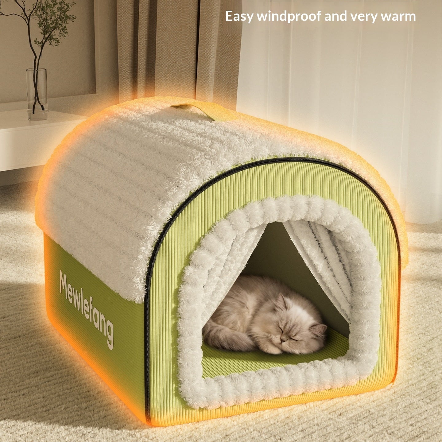 Enclosed Winter Cat Bed Thickened Four-Season Warm Pet House Cushion