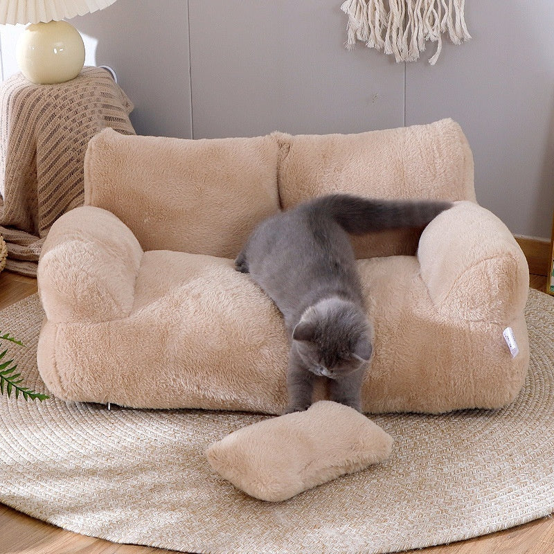 Luxury Plush Pet Sofa Bed for Cats and Small Dogs
