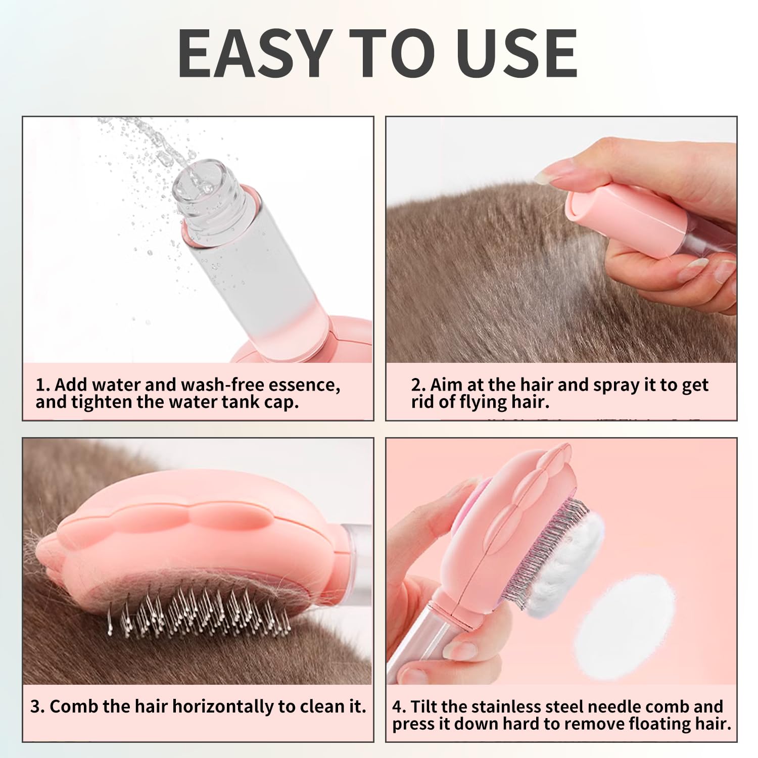 Self-Cleaning Spray Pet Brush for Cats and Dogs Grooming Tool