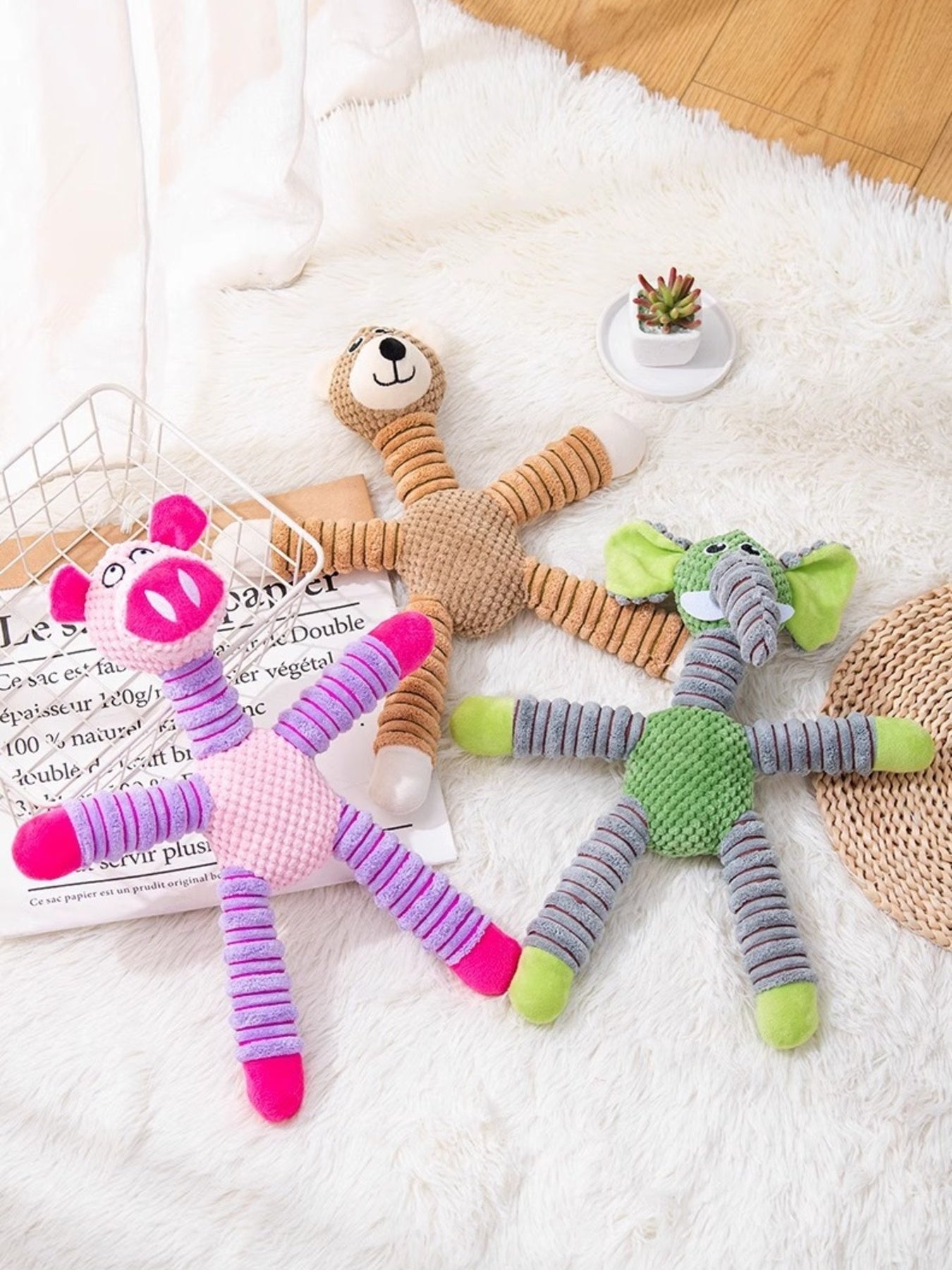 Soft Plush Animal Pet Toys for Dogs Cats Interactive Playtime