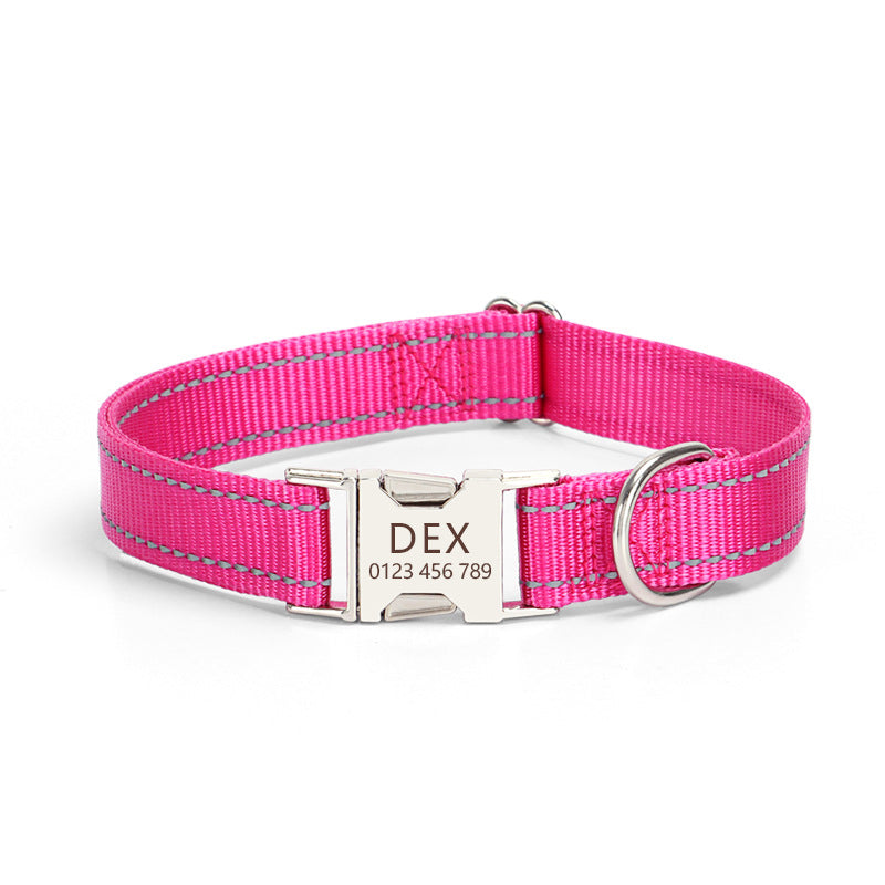 Nylon Reflective Dog Collar Adjustable Safety Collar for Daily Walking