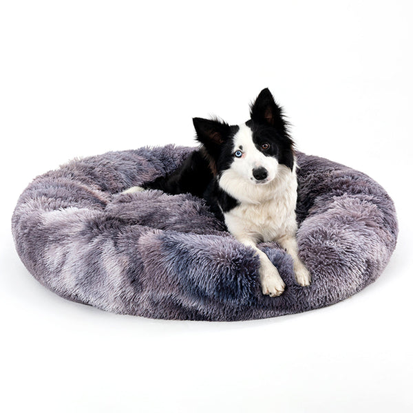 Fluffy Donut Pet Bed Soft Plush Calming Cushion for Dogs Cats