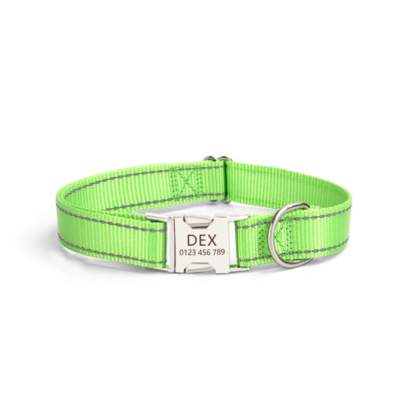 Nylon Reflective Dog Collar Adjustable Safety Collar for Daily Walking