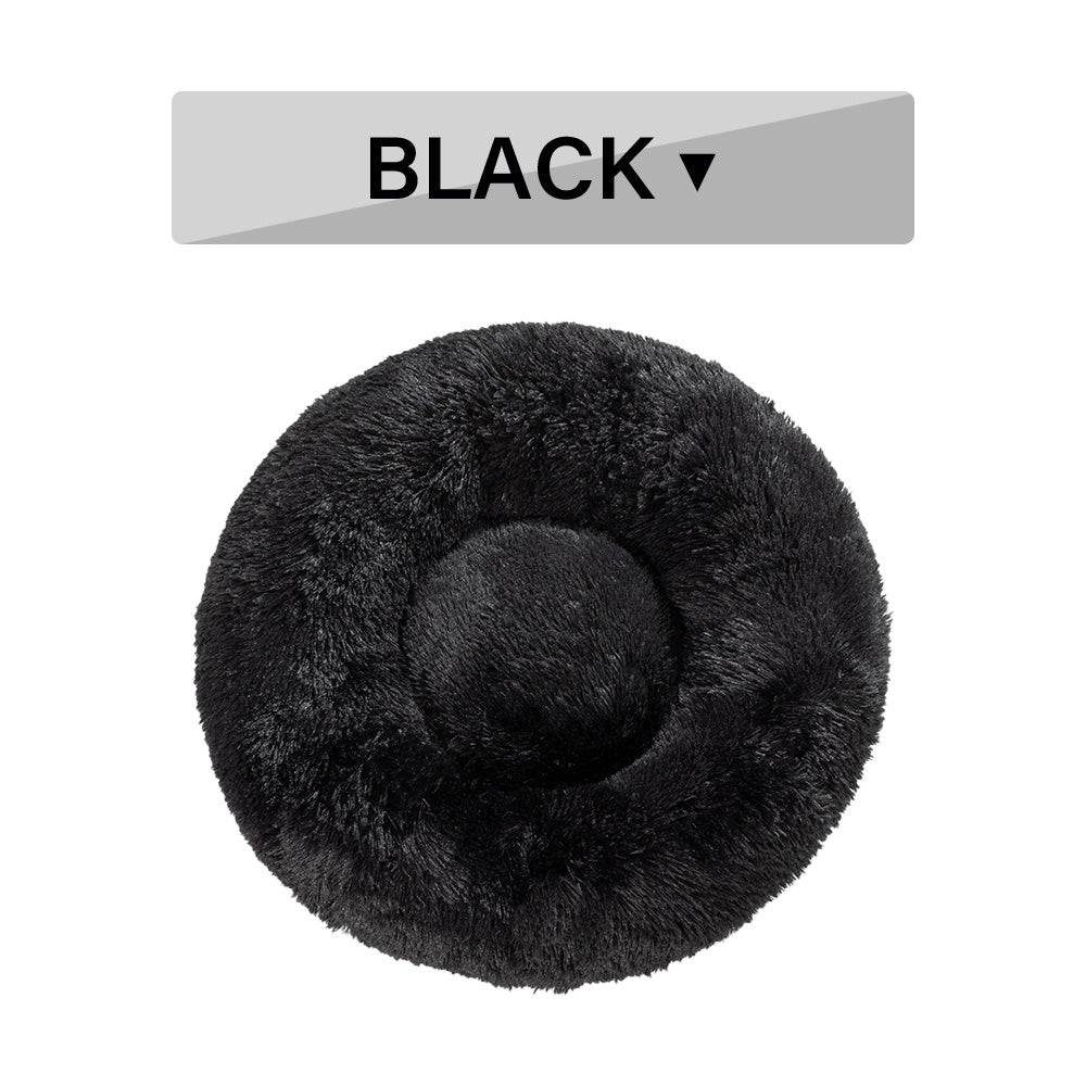Fluffy Donut Pet Bed Soft Plush Calming Cushion for Dogs Cats