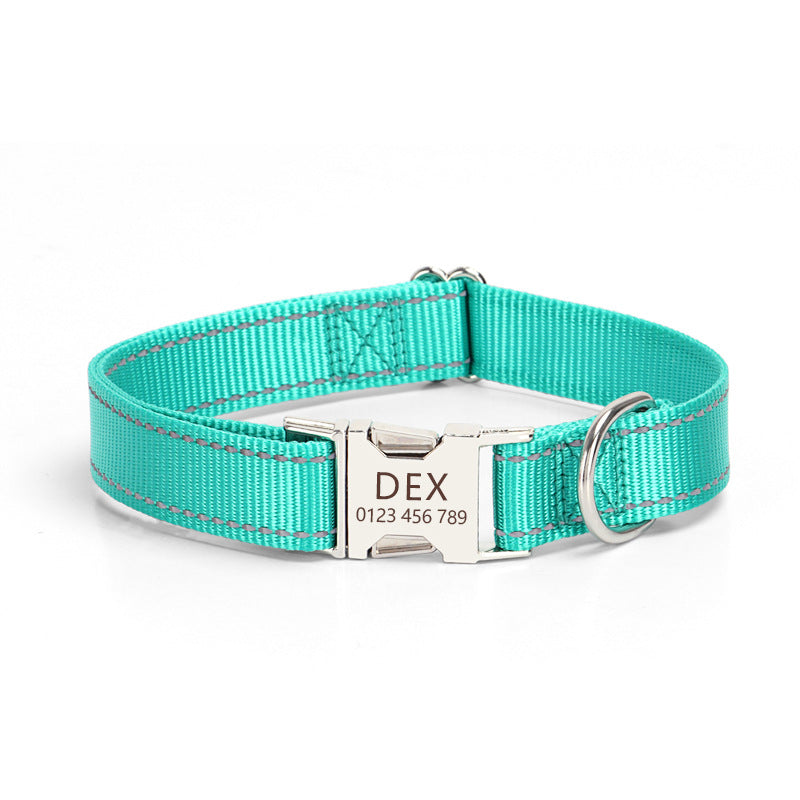 Nylon Reflective Dog Collar Adjustable Safety Collar for Daily Walking