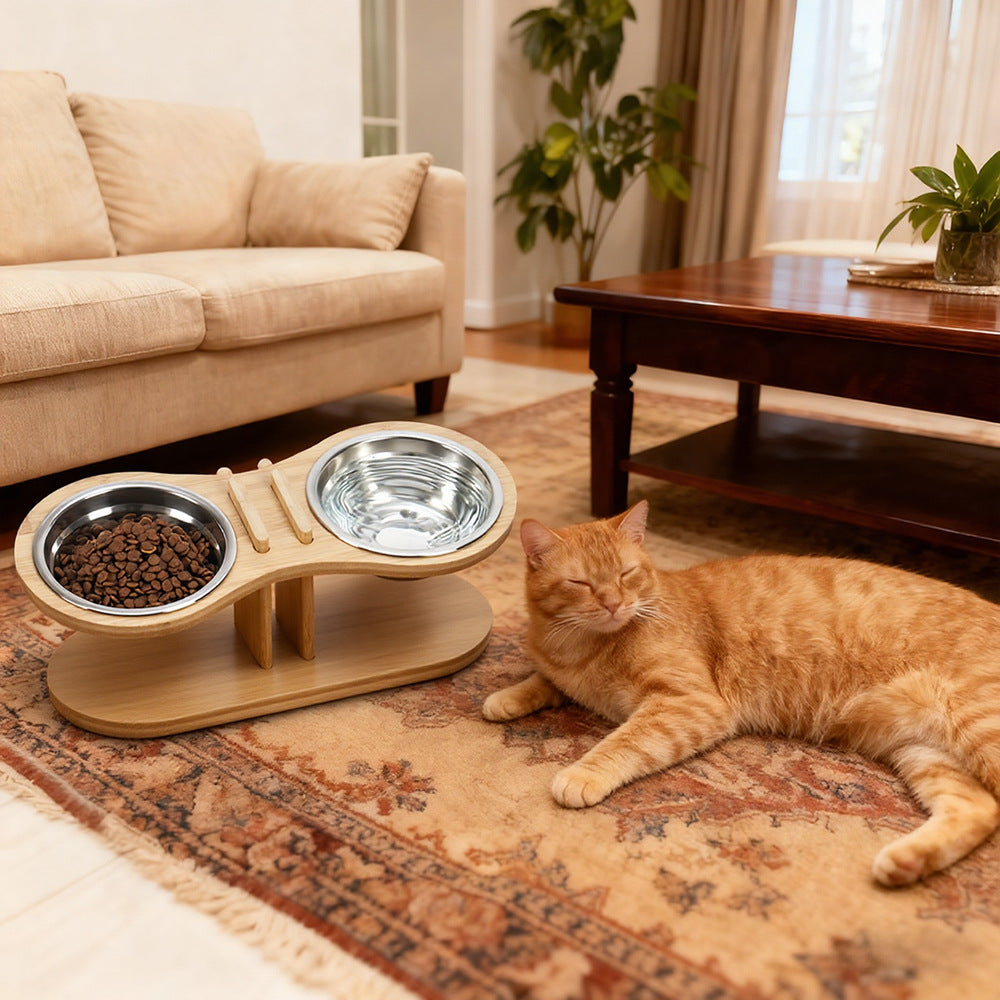 Adjustable Tilted Pet Stand with Feeding Bowl for Comfortable Eating