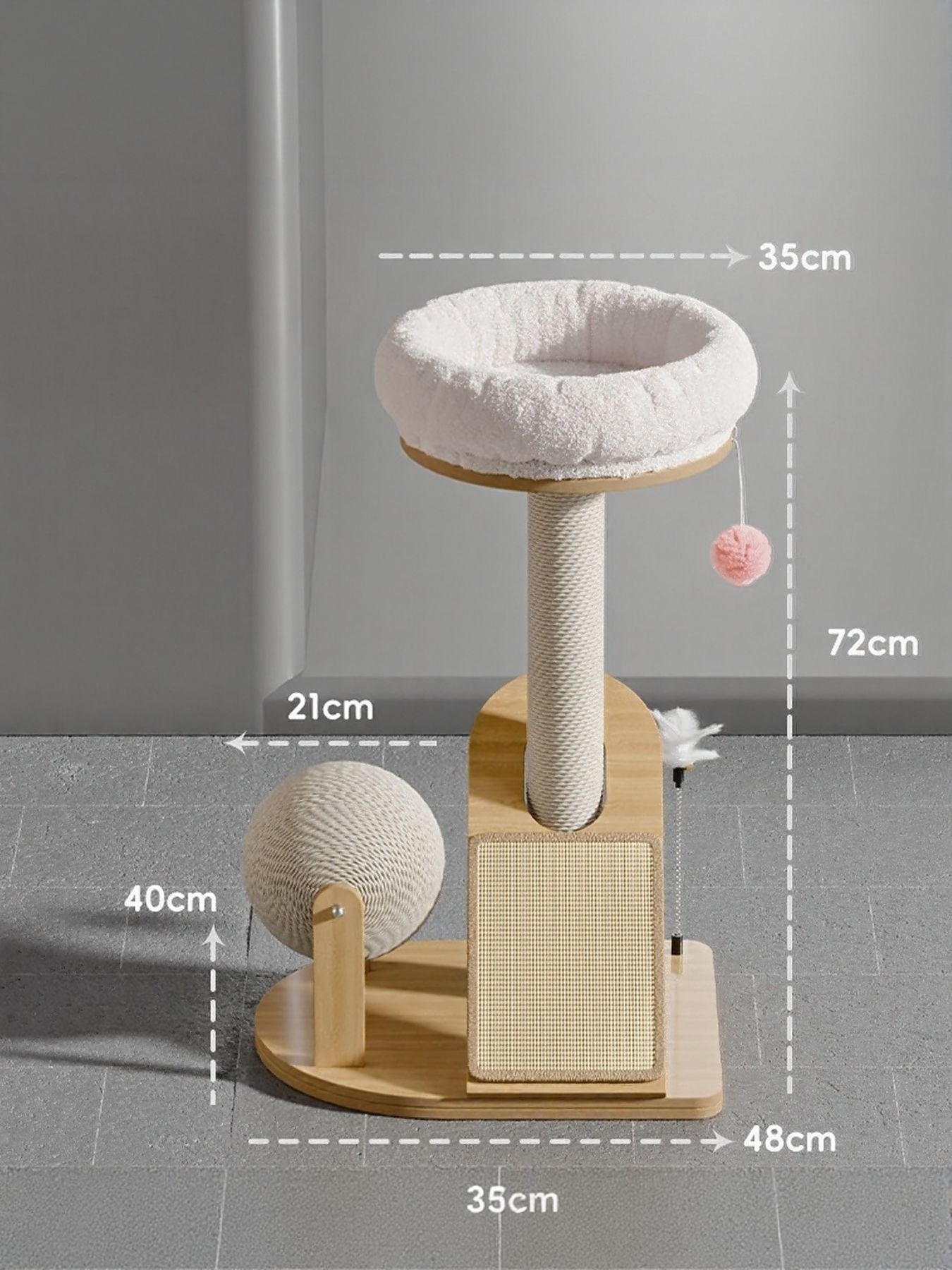 Modern Plush Cat Tree with Scratching Post for Indoor Cats
