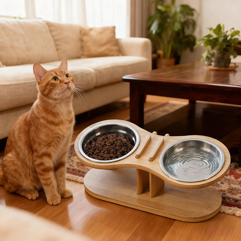 Adjustable Tilted Pet Stand with Feeding Bowl for Comfortable Eating