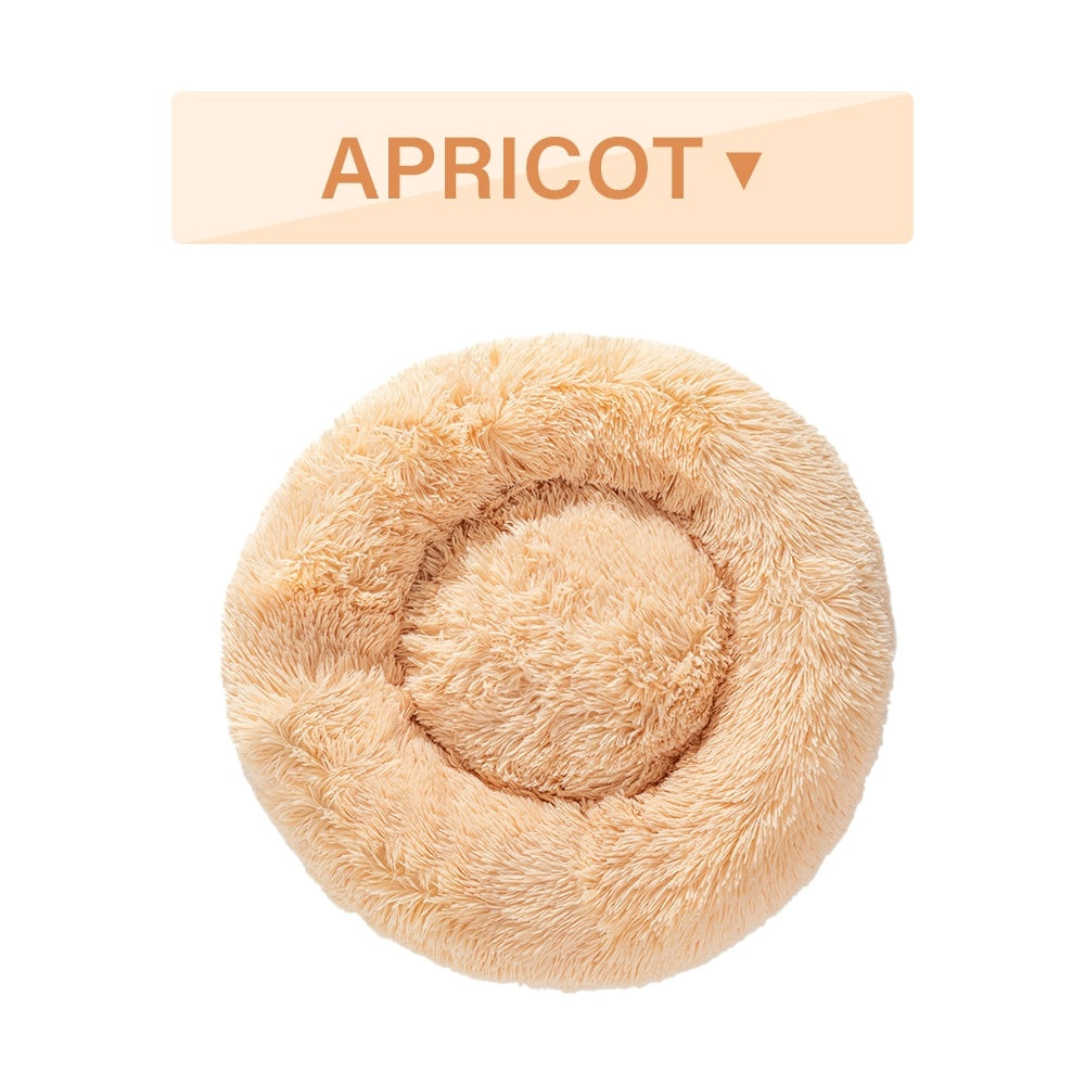 Fluffy Donut Pet Bed Soft Plush Calming Cushion for Dogs Cats