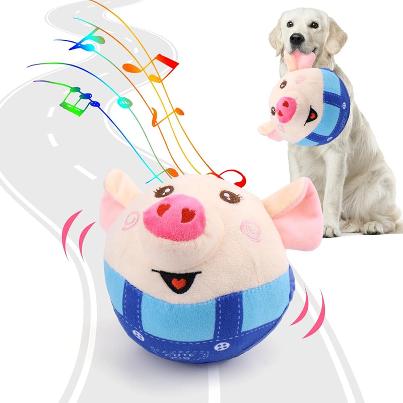 USB Rechargeable Plush Piglet Pet Toy Singing Jumping Interactive Ball