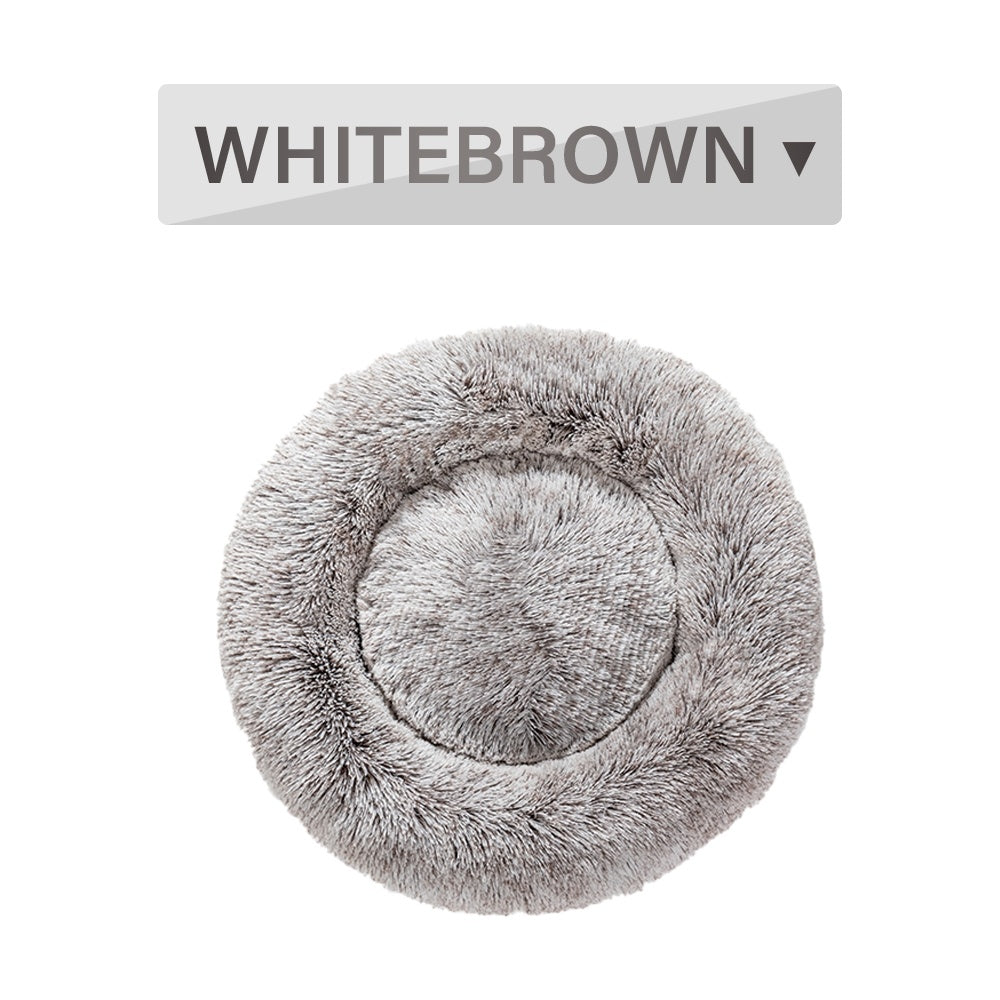 Fluffy Donut Pet Bed Soft Plush Calming Cushion for Dogs Cats