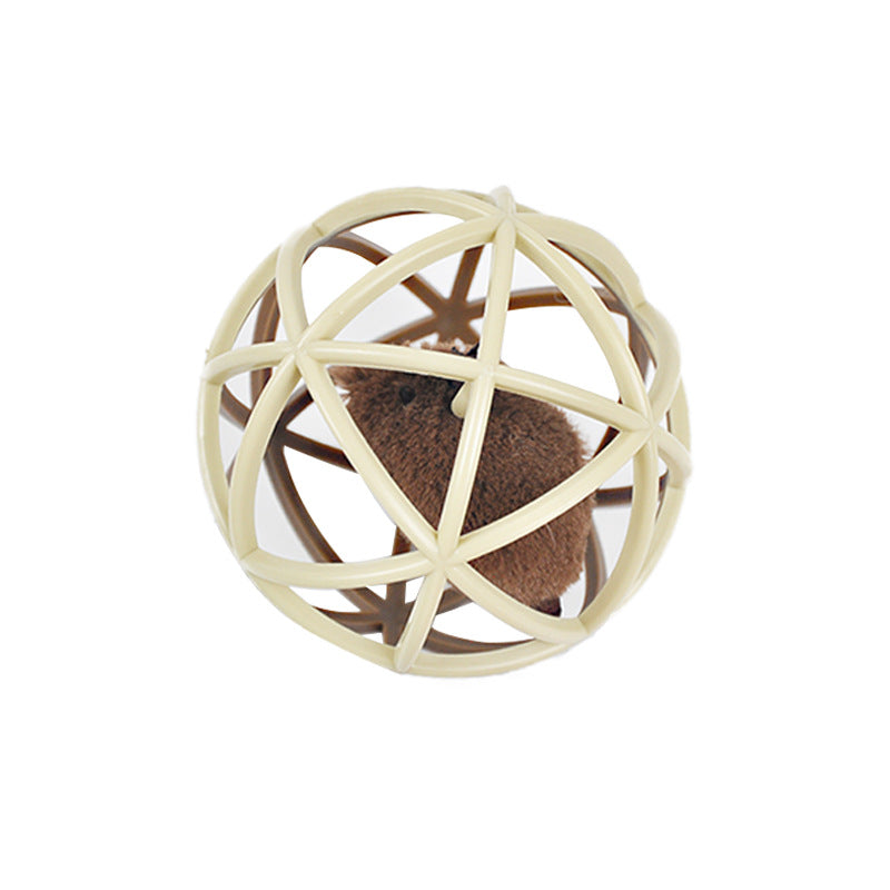 Vocalizing Cat Toy Ball Cage for Interactive Pet Play Fun