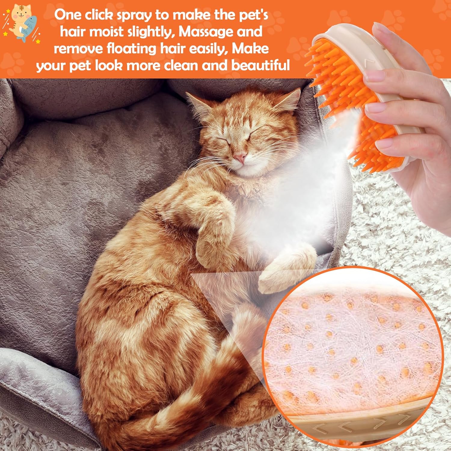 4 In1 Steam Pet Brush for Cats and Dogs Grooming Tool