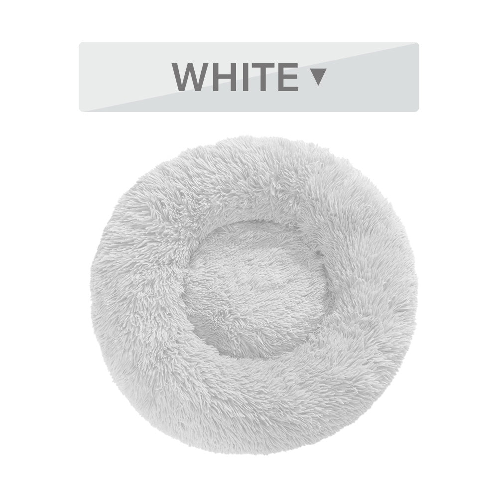 Fluffy Donut Pet Bed Soft Plush Calming Cushion for Dogs Cats