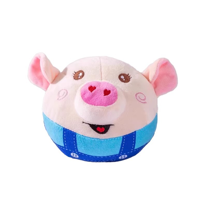 USB Rechargeable Plush Piglet Pet Toy Singing Jumping Interactive Ball