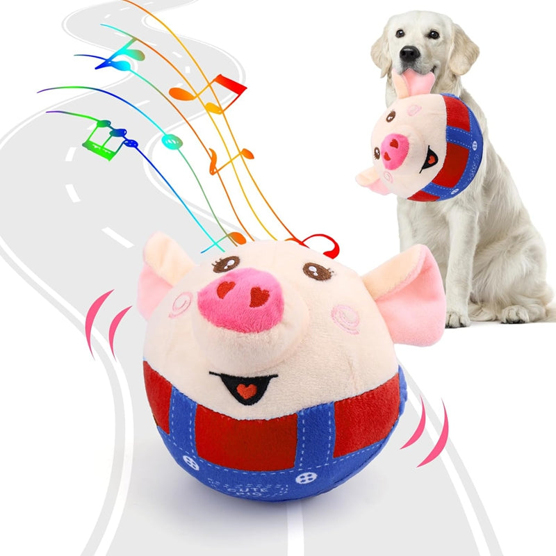 USB Rechargeable Plush Piglet Pet Toy Singing Jumping Interactive Ball