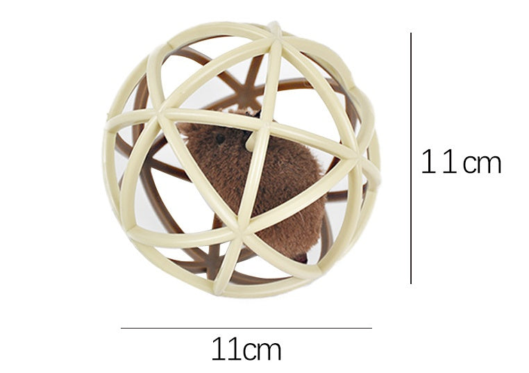 Vocalizing Cat Toy Ball Cage for Interactive Pet Play Fun