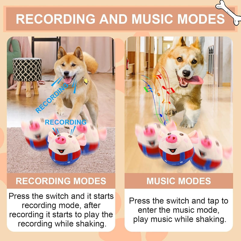USB Rechargeable Plush Piglet Pet Toy Singing Jumping Interactive Ball