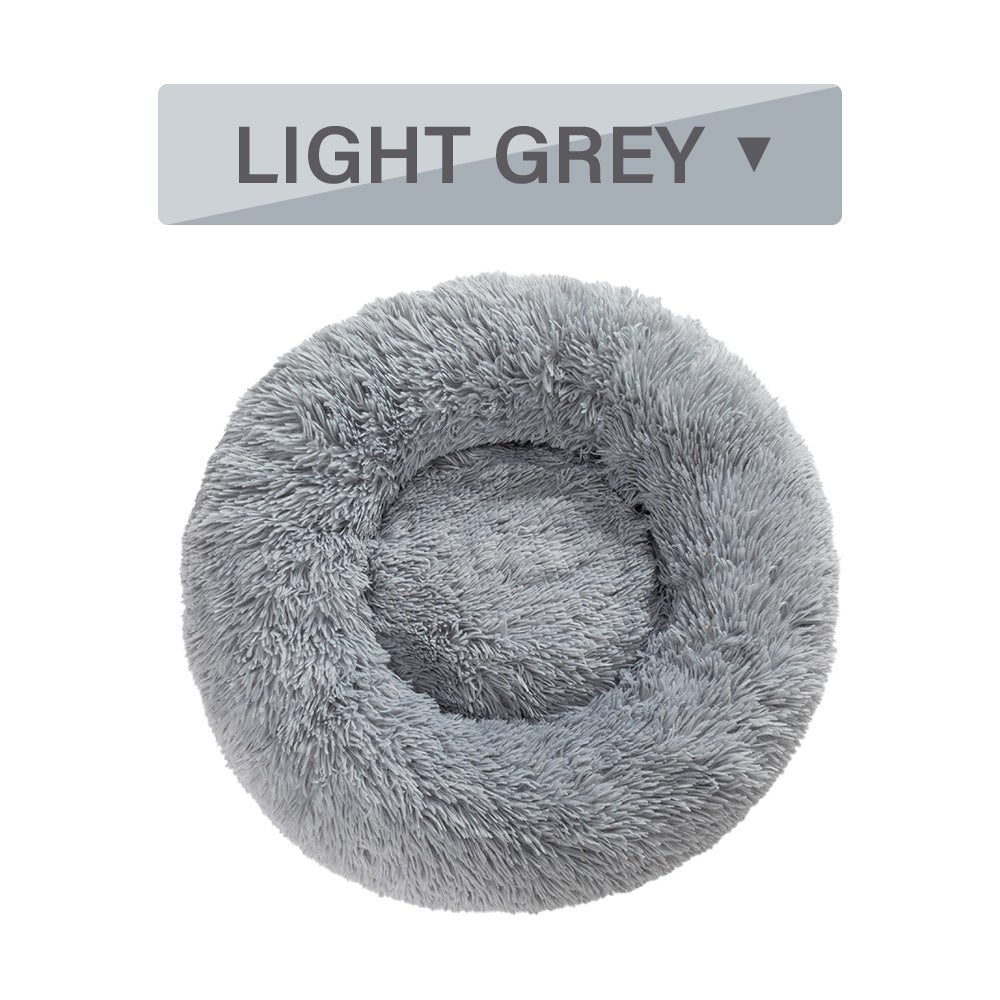 Fluffy Donut Pet Bed Soft Plush Calming Cushion for Dogs Cats