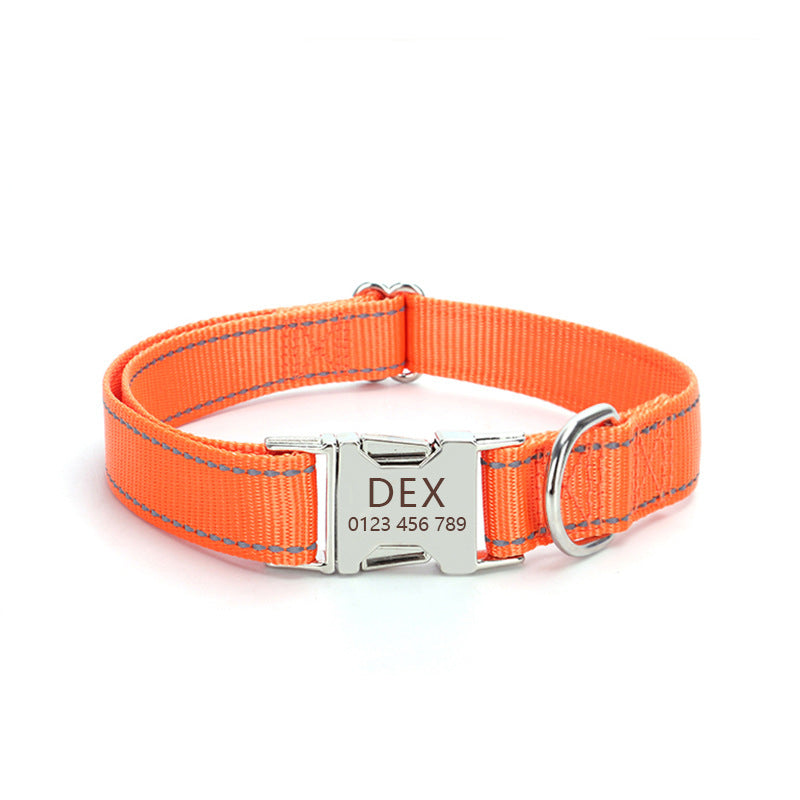 Nylon Reflective Dog Collar Adjustable Safety Collar for Daily Walking