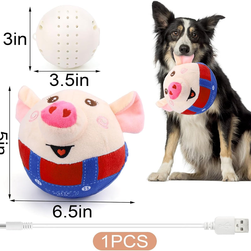 USB Rechargeable Plush Piglet Pet Toy Singing Jumping Interactive Ball