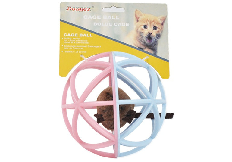 Vocalizing Cat Toy Ball Cage for Interactive Pet Play Fun