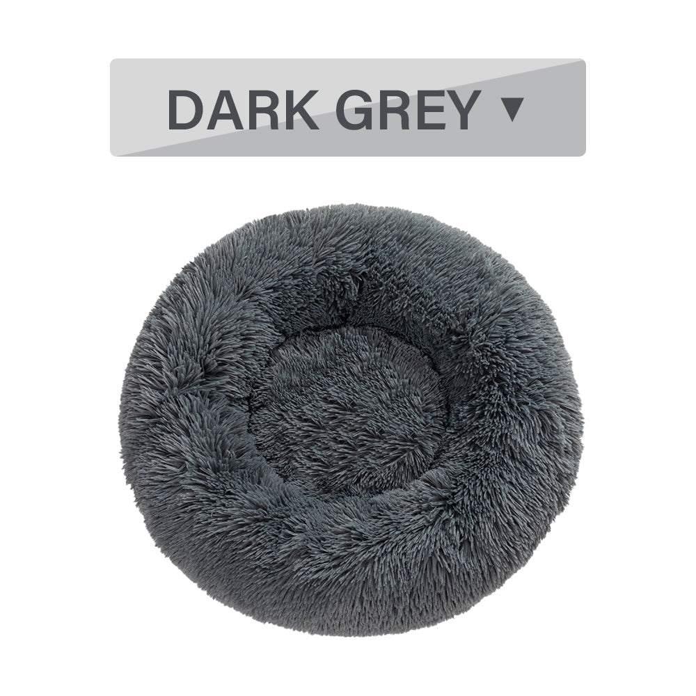 Fluffy Donut Pet Bed Soft Plush Calming Cushion for Dogs Cats
