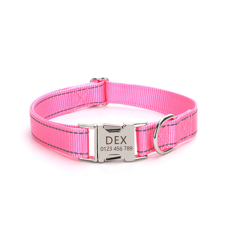Nylon Reflective Dog Collar Adjustable Safety Collar for Daily Walking