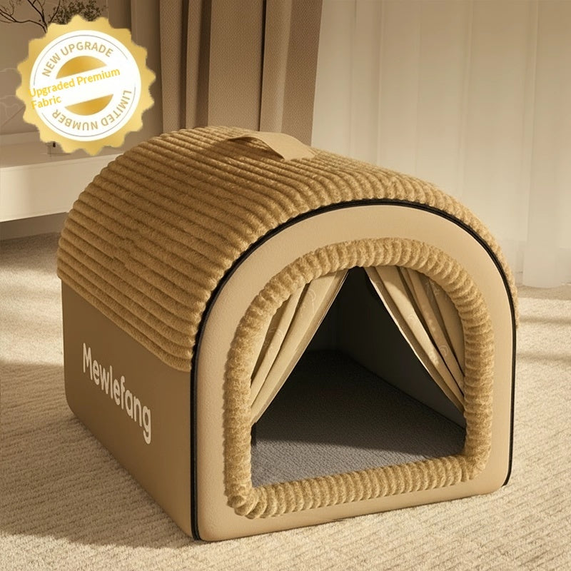 Enclosed Winter Cat Bed Thickened Four-Season Warm Pet House Cushion