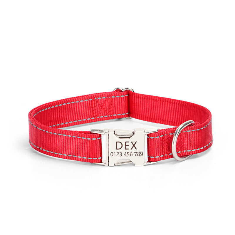Nylon Reflective Dog Collar Adjustable Safety Collar for Daily Walking