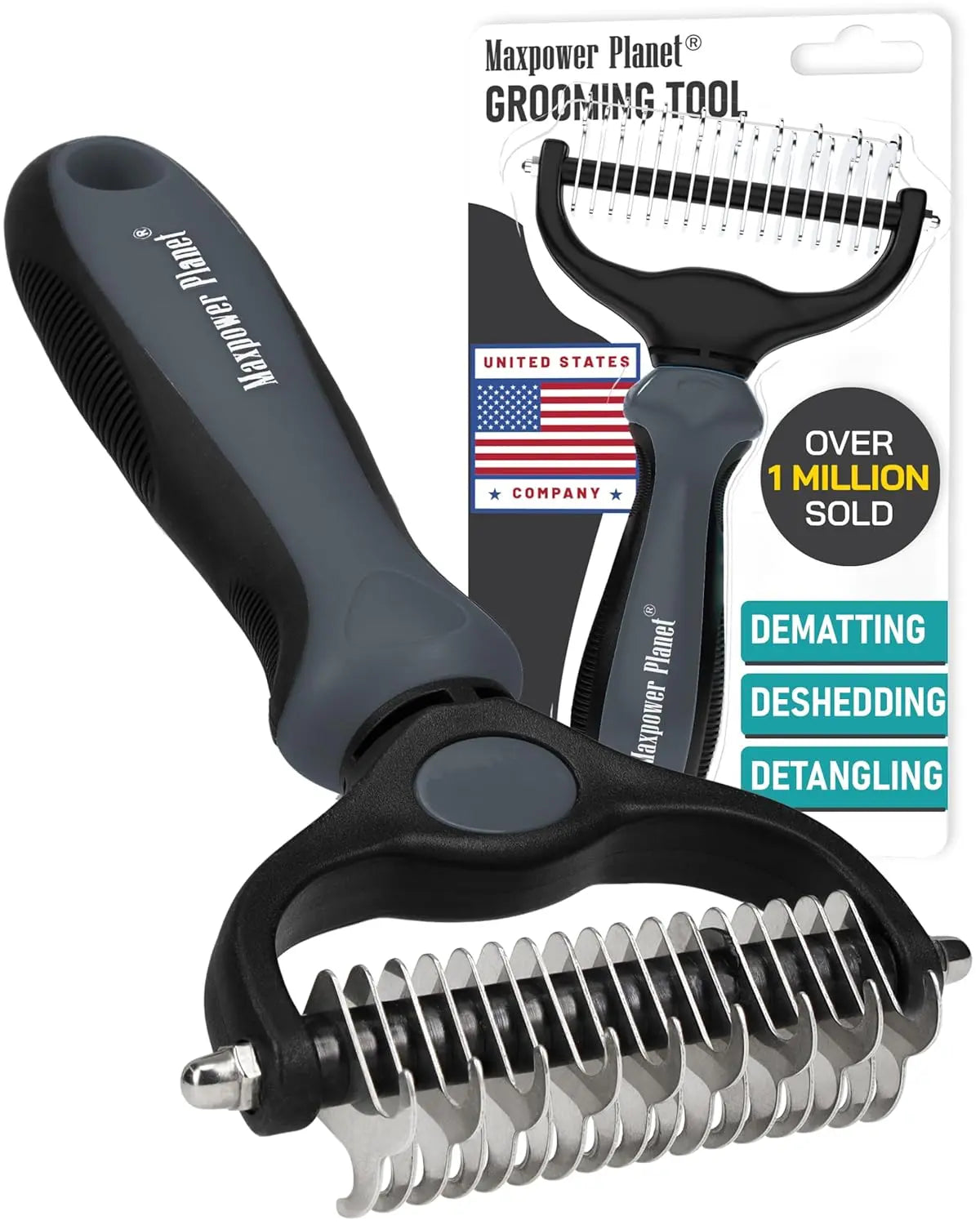 Dual-Sided Pet Grooming Rake Dematting Tool for Dogs and Cats