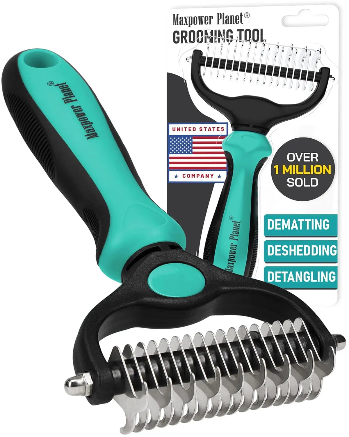 Dual-Sided Pet Grooming Rake Dematting Tool for Dogs and Cats