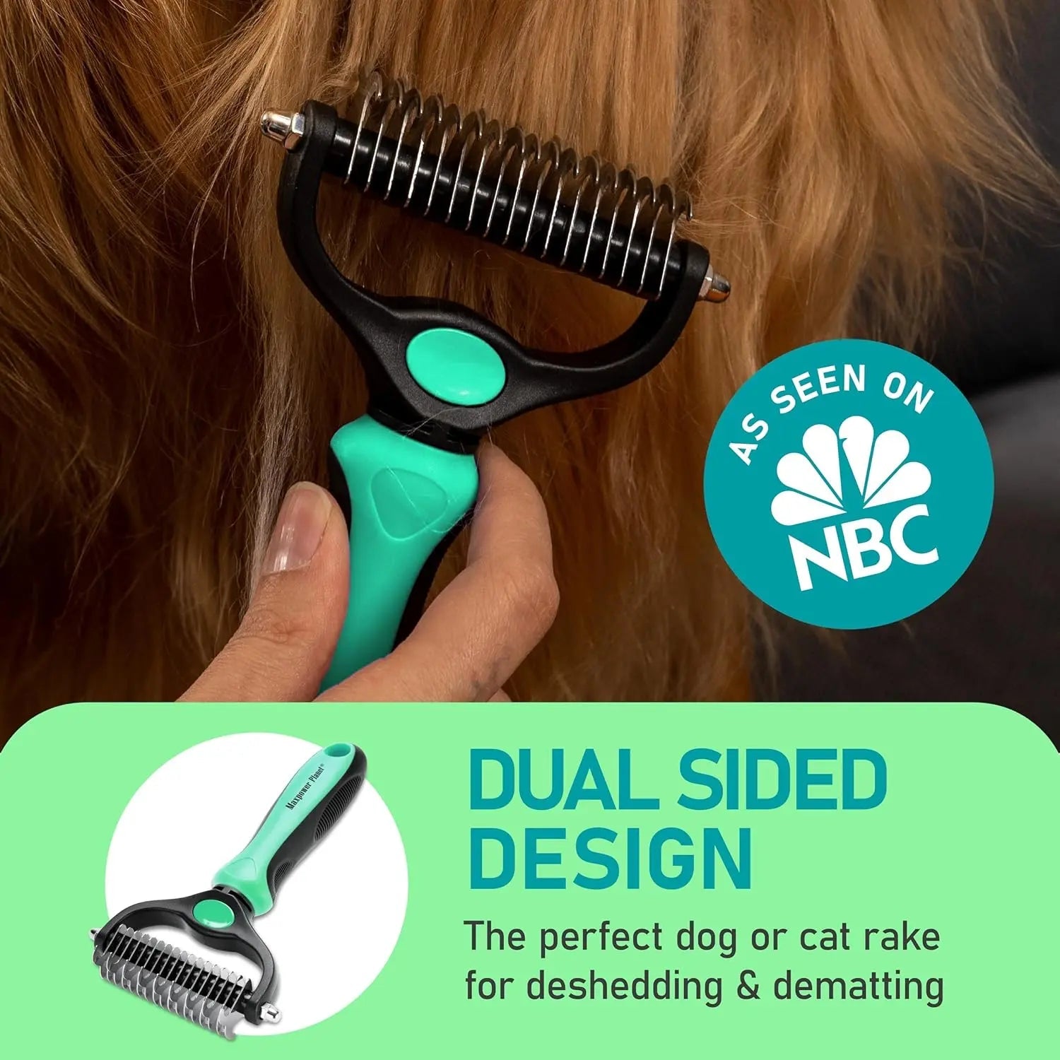 Dual-Sided Pet Grooming Rake Dematting Tool for Dogs and Cats