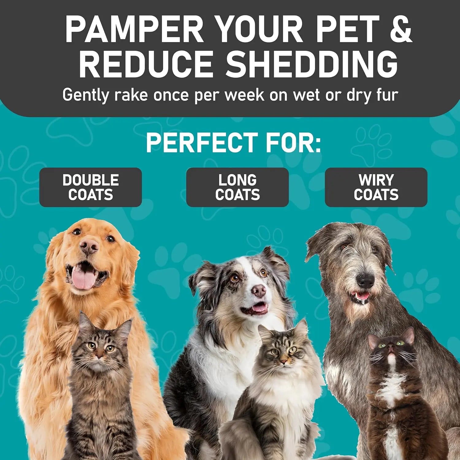 Dual-Sided Pet Grooming Rake Dematting Tool for Dogs and Cats