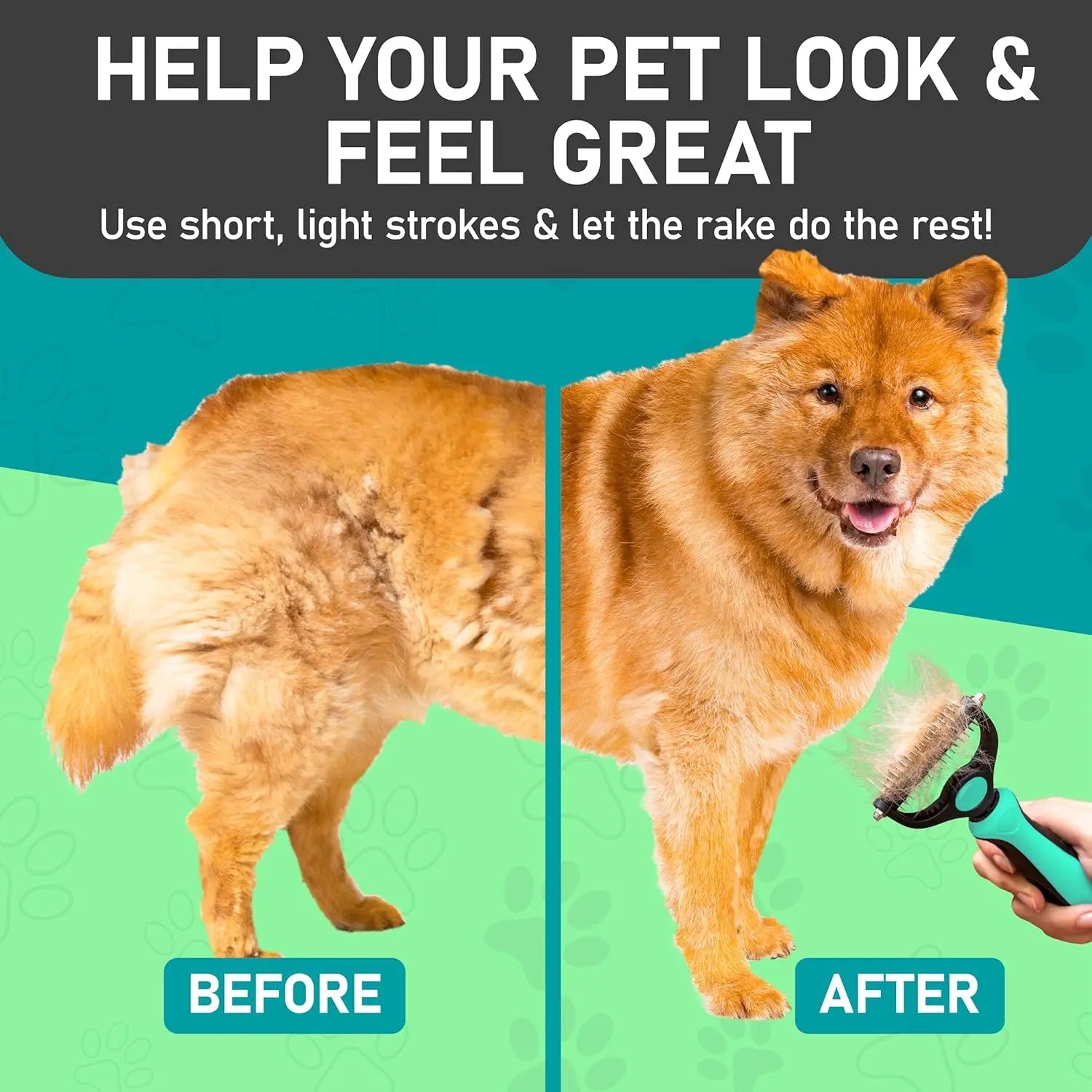 Dual-Sided Pet Grooming Rake Dematting Tool for Dogs and Cats