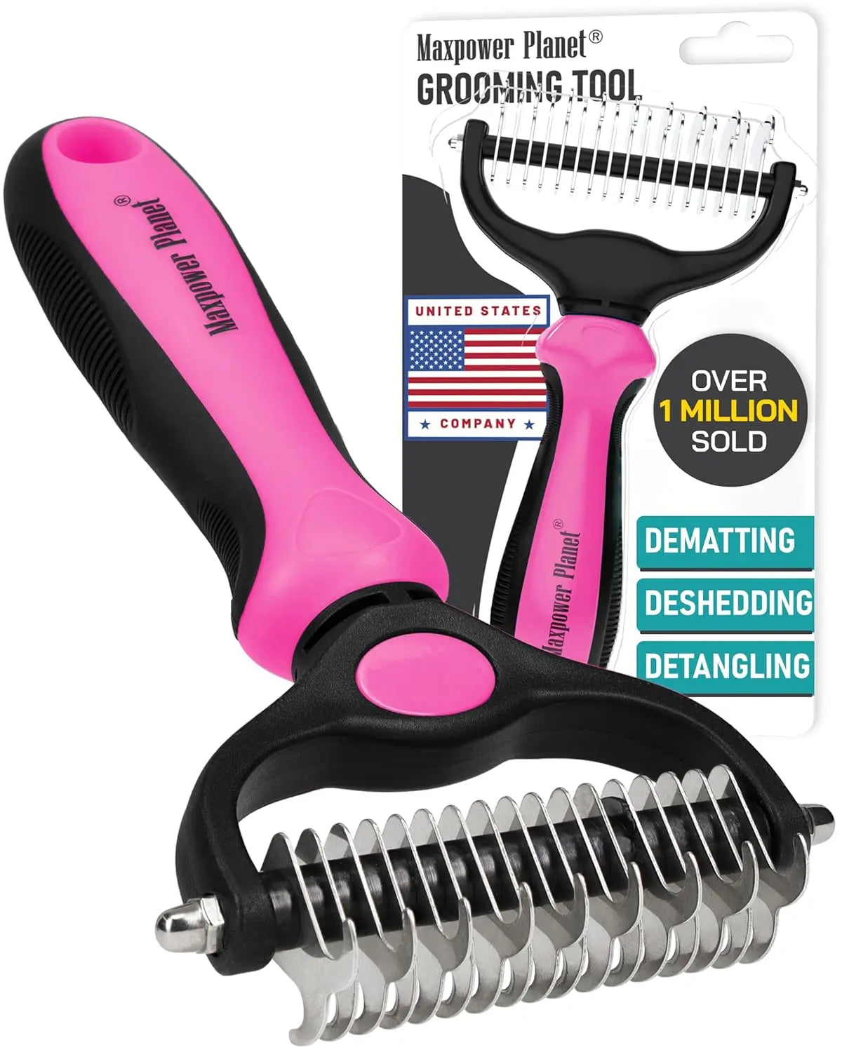 Dual-Sided Pet Grooming Rake Dematting Tool for Dogs and Cats