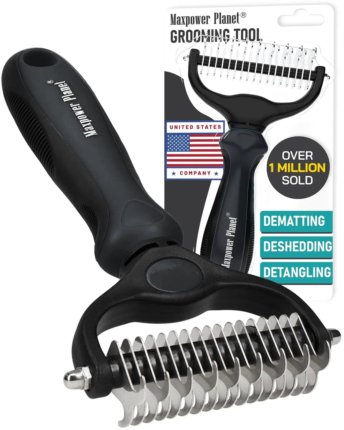 Dual-Sided Pet Grooming Rake Dematting Tool for Dogs and Cats