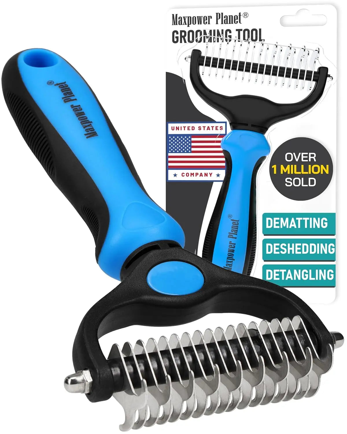 Dual-Sided Pet Grooming Rake Dematting Tool for Dogs and Cats