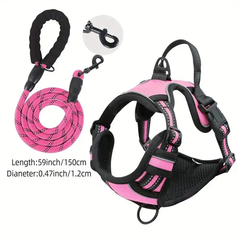 Reflective Service Dog Harness with Handle for Small Large Dogs