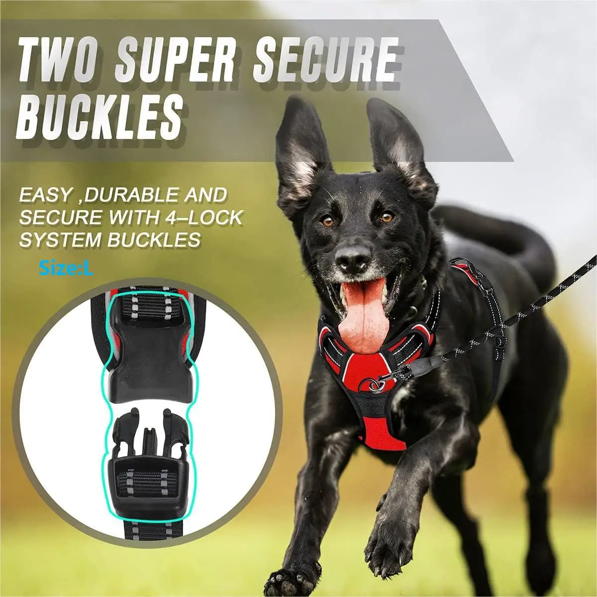 No Pull Reflective Dog Harness with Handle for Large Dogs