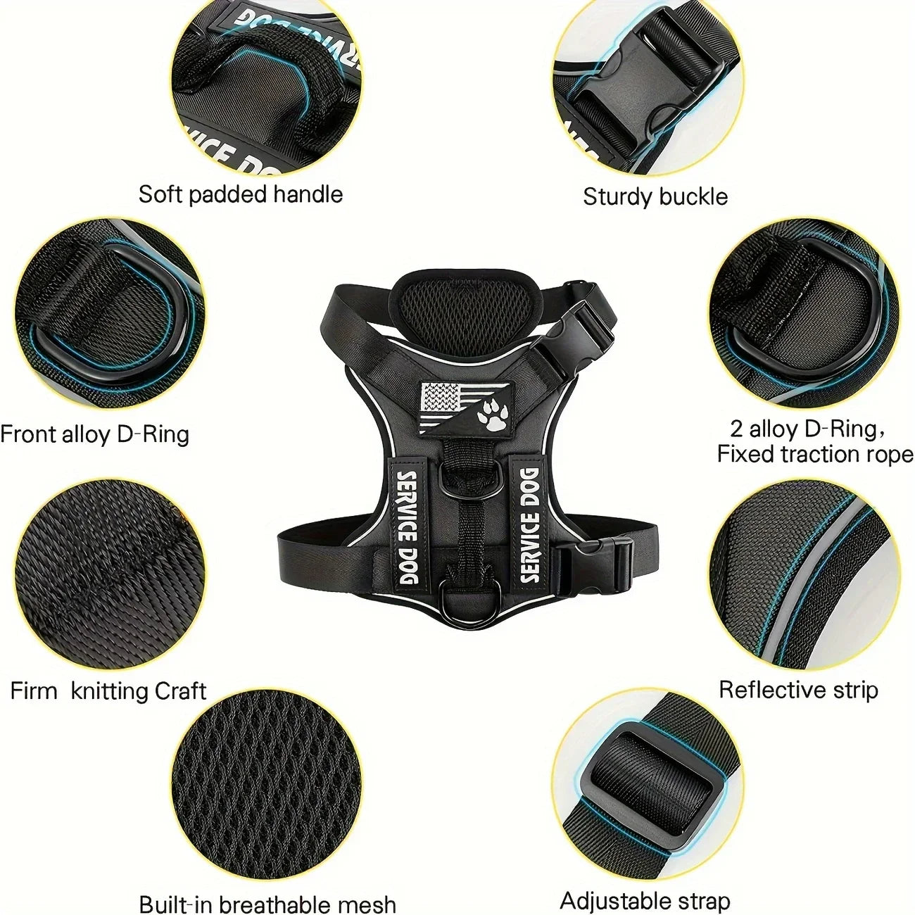 Tactical Reflective Dog Harness Heavy Duty Vest for Large Dogs