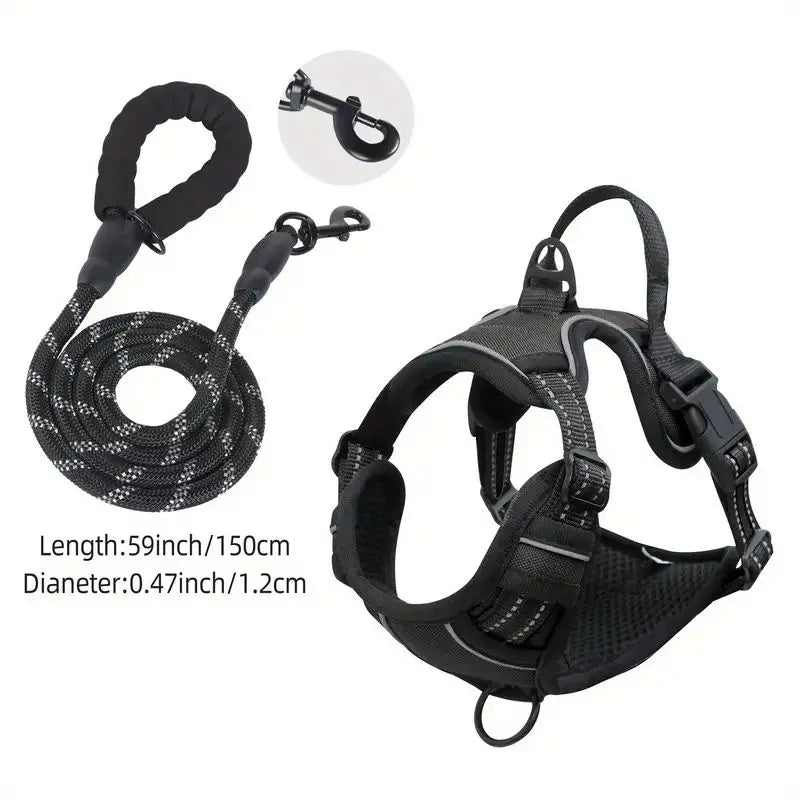 Reflective Service Dog Harness with Handle for Small Large Dogs