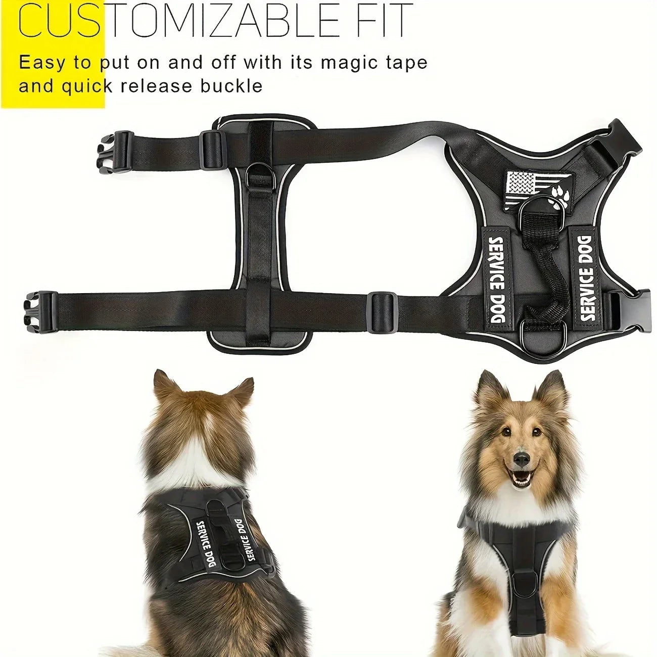 Tactical Reflective Dog Harness Heavy Duty Vest for Large Dogs