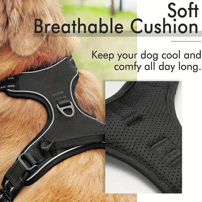 Reflective Service Dog Harness with Handle for Small Large Dogs