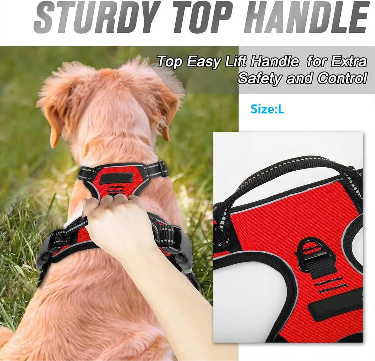 No Pull Reflective Dog Harness with Handle for Large Dogs