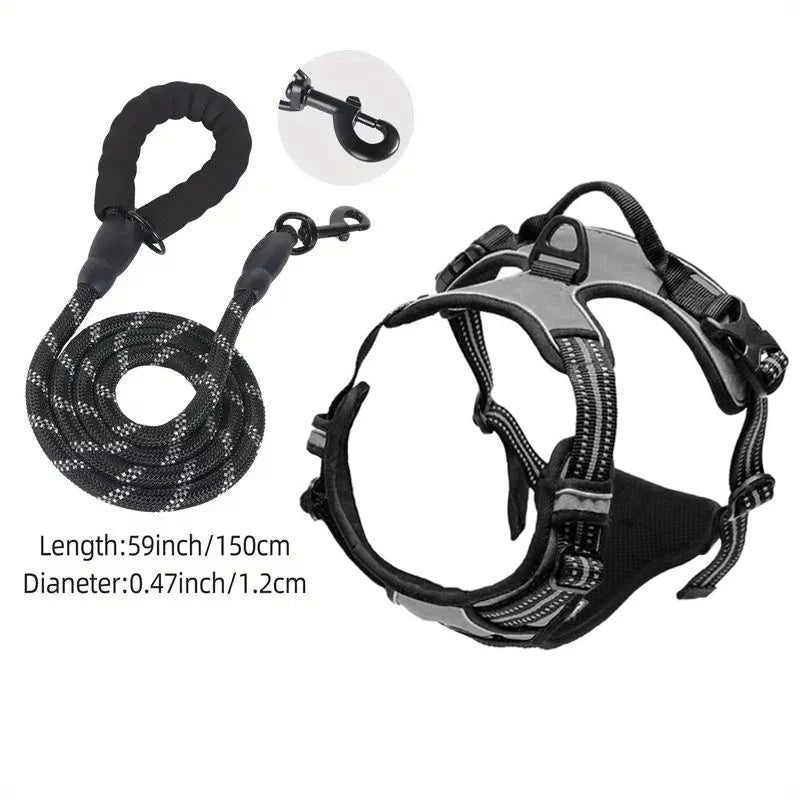 Reflective Service Dog Harness with Handle for Small Large Dogs